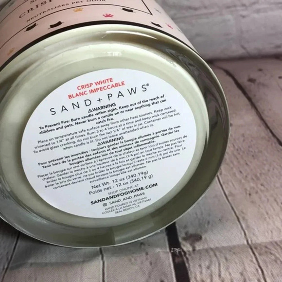 Sand + Paws 12oz candle crisp white cat - Picture 4 of 4